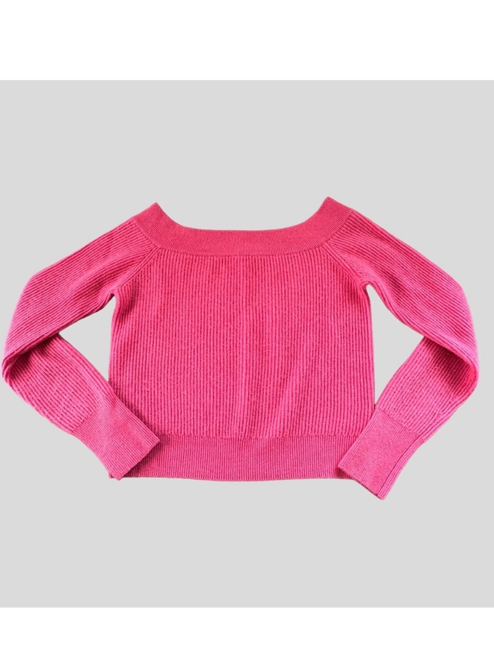 INTERMIX Pink Cashmere Ribbed Sweater Bateau Neckline